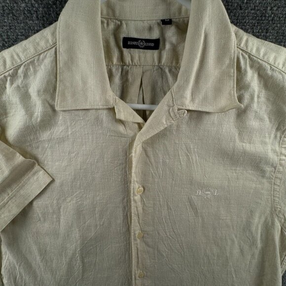 Henri Lloyd Yellow Short Sleeve Button Up Shirt Medium Cotton Linen Italy Adult - Picture 1 of 16